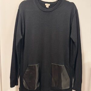 J. Crew Black Crew Neck Sweater with Pockets